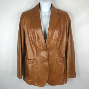Vintage 70s Remy Womens Caramel Brown Leather Blazer Jacket